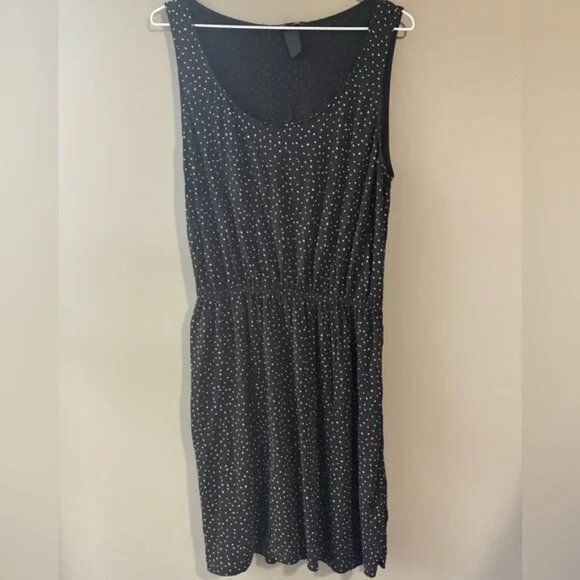 H&M size M light airy Black Polka Dot Dress casual spring summer - Picture 7 of 7